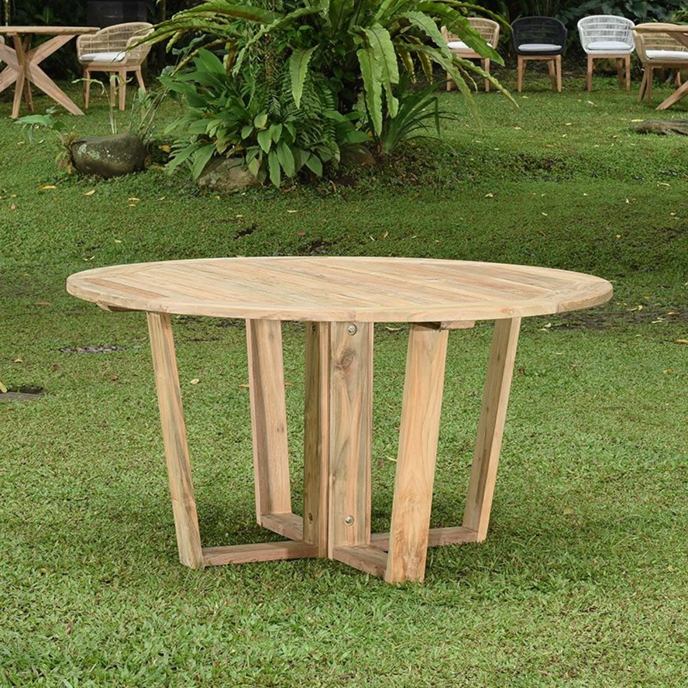 Table ronde en teck massif recyclé 150 cm newhaven | Truffaut