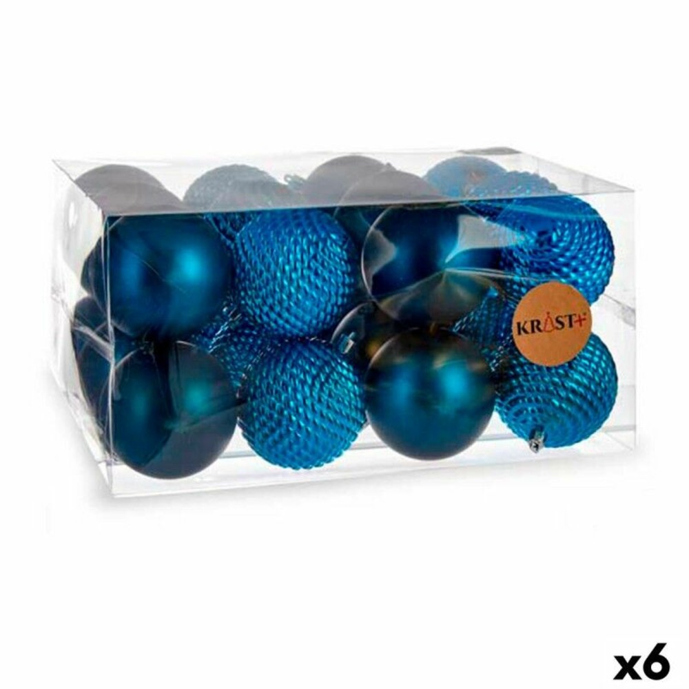 Lot de boules de noël bleu plastique ø 8 cm (6 unités)