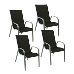Lot de 4 chaises marbella en textilène noir - aluminium gris