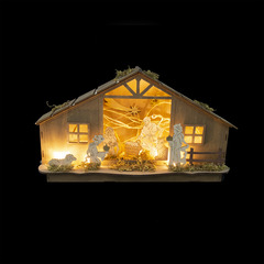 Nativity  - crèche de noël végétale en bois à led