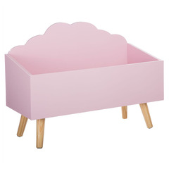 Coffre à jouets en bois nuage rose