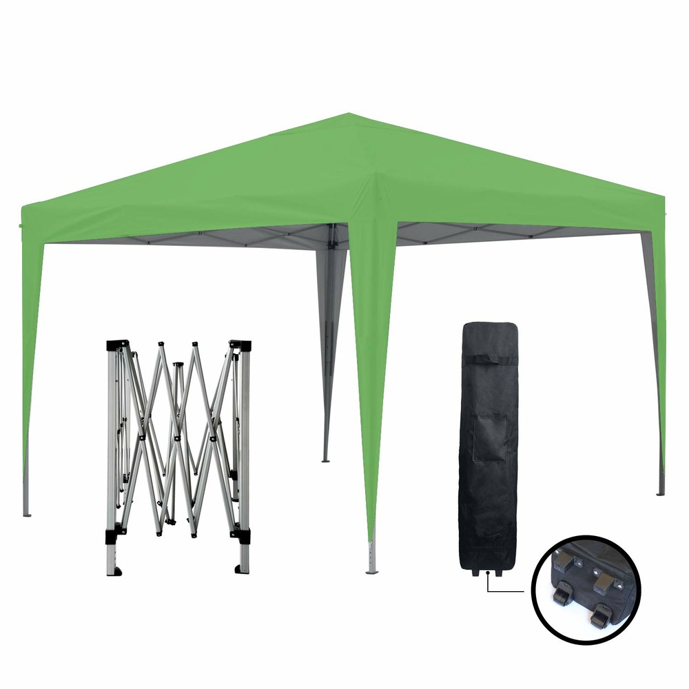 Tente pliante vert + 4 murs 3x3m tube 30mm bâche étanche + sac de transport