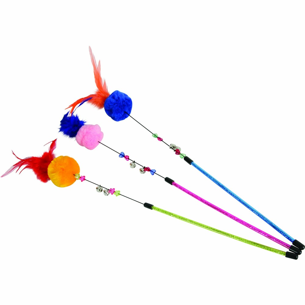 Jeux chat canne à pêche avec pompom