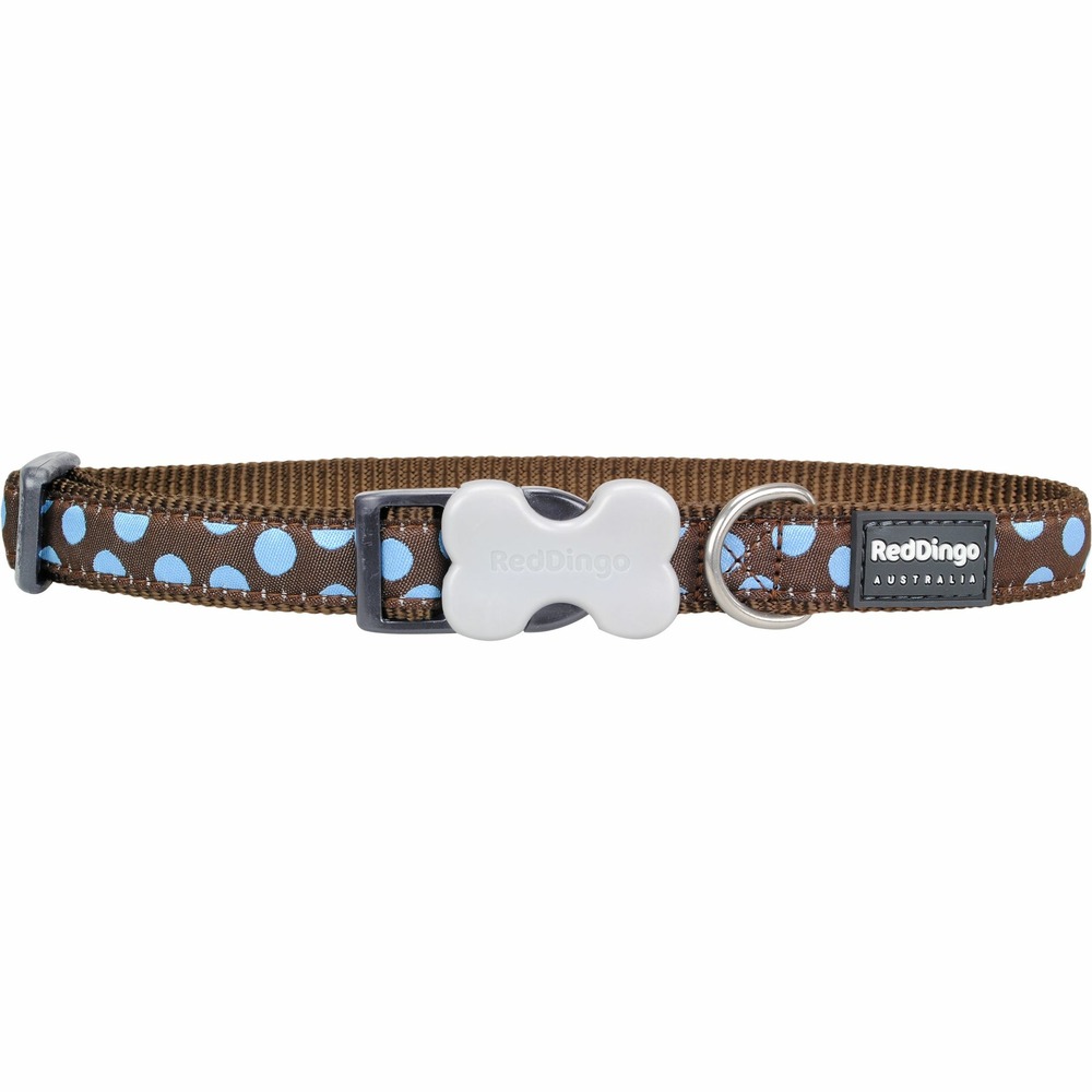 Collier chien red dingo fantaisie marron à pois bleu taille : t3