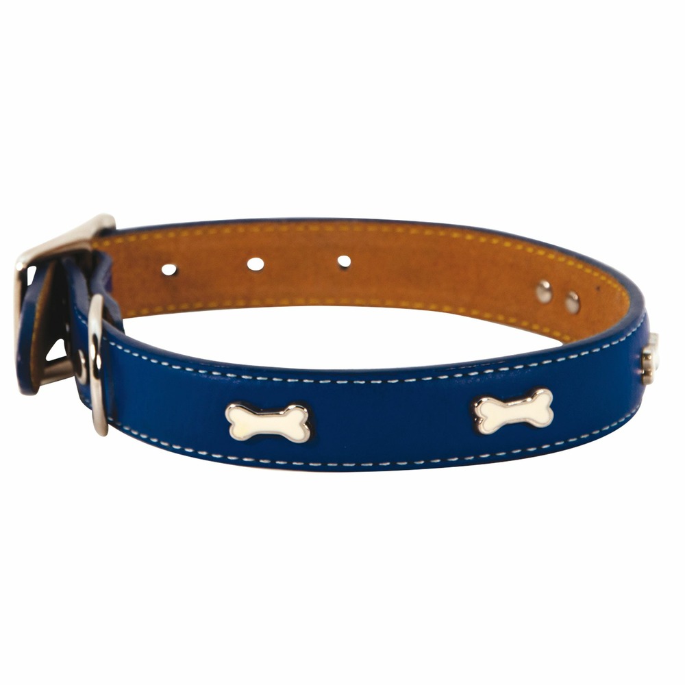 Collier cuir indigo bleu taille : t3
