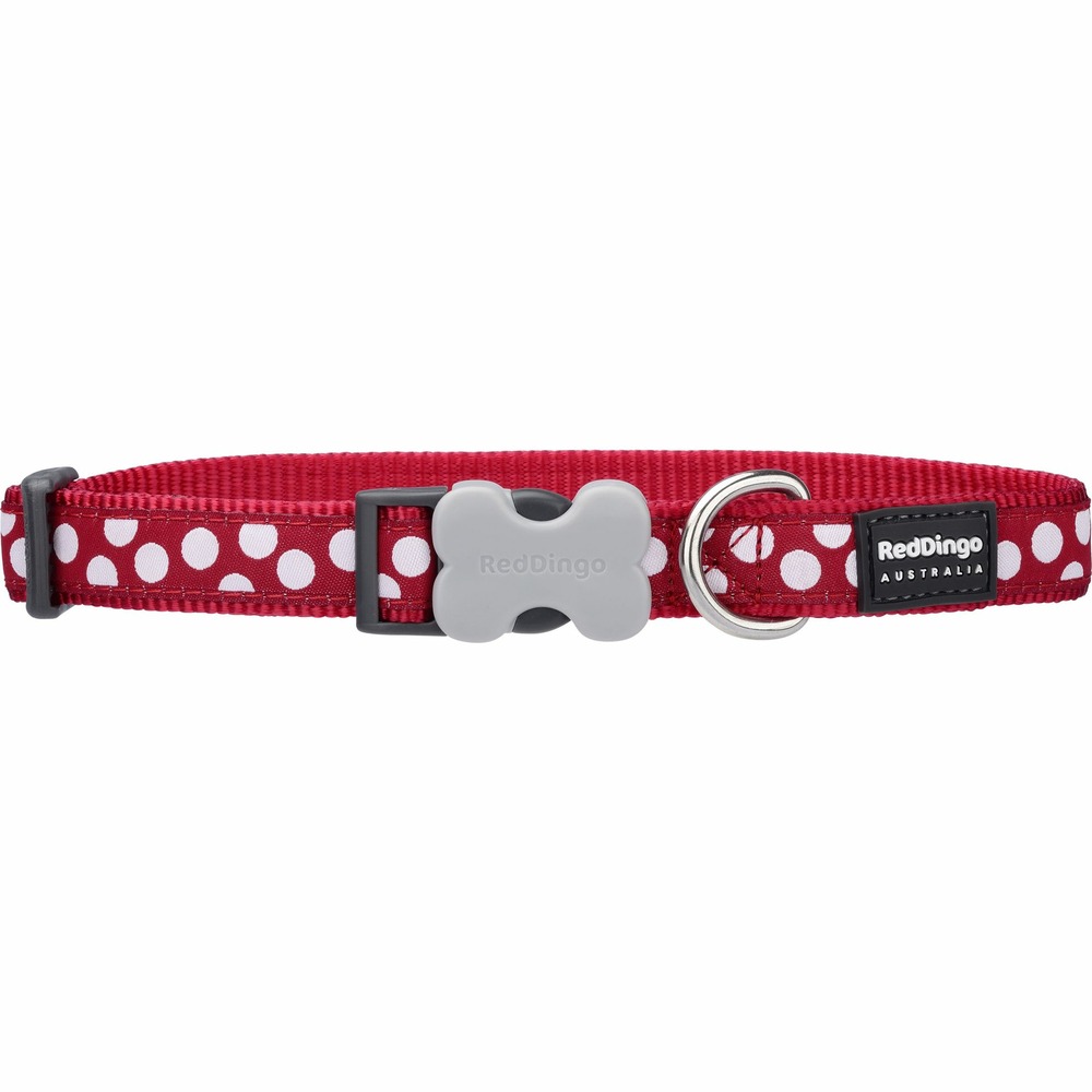 Collier chien red dingo fantaisie rouge à pois blancs taille : t3