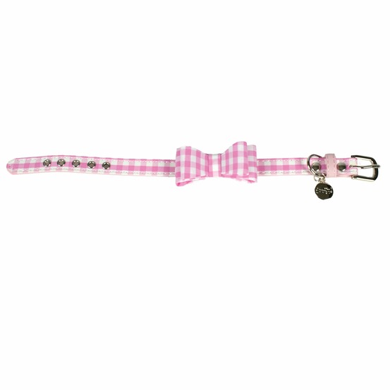 Collier chien vichy rose : t35