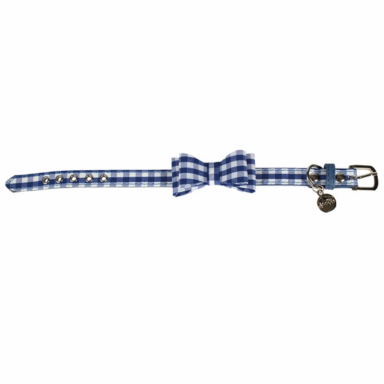 Collier chien vichy bleu marine : t30