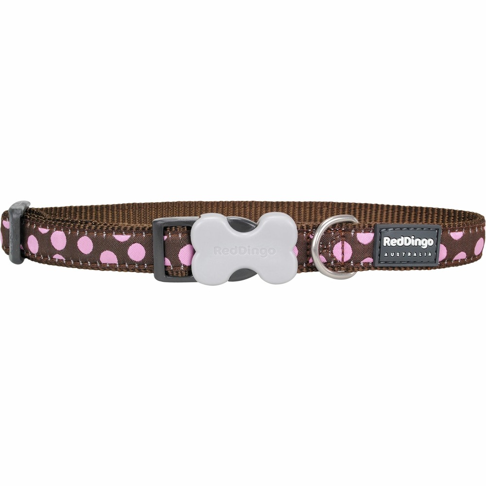 Collier chien red dingo fantaisie marron à pois rose taille : t2