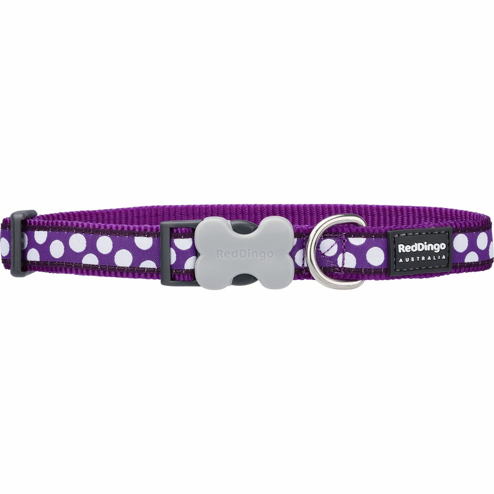 Collier chien red dingo fantaisie violet pois blanc taille : t2