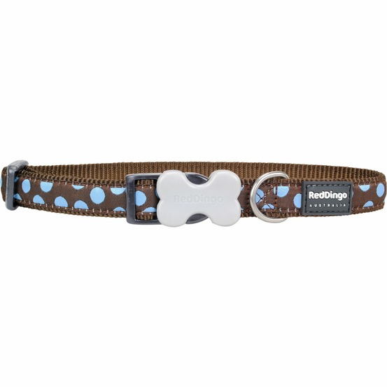Collier chien red dingo fantaisie marron à pois bleu taille : t2