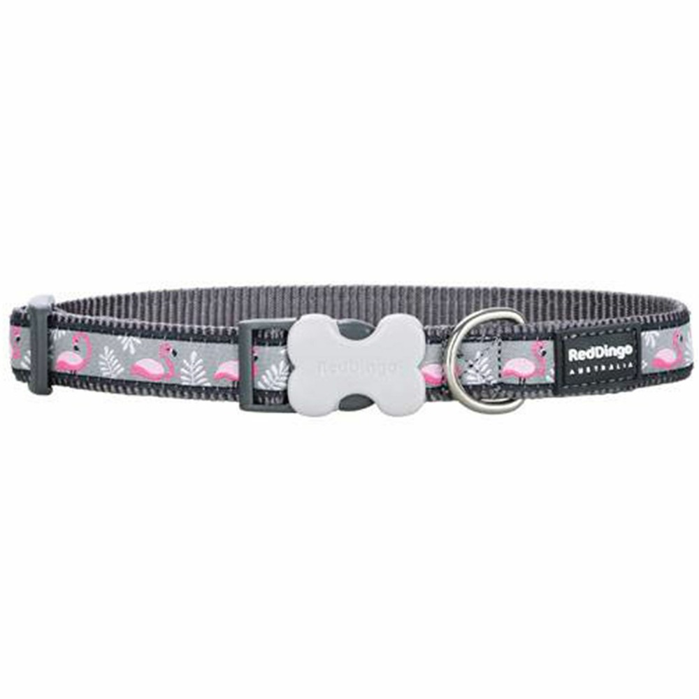 Collier chien red dingo gris flamants rose taille : t2