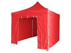 Tente pliante rouge + 4 murs 3x3m tube 40mm bâche étanche + sac de transport