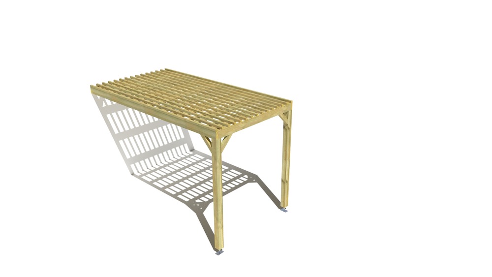 Pergola bois • 2m x 4m • adossée • sens largeur • lattage bois • livraison comprise