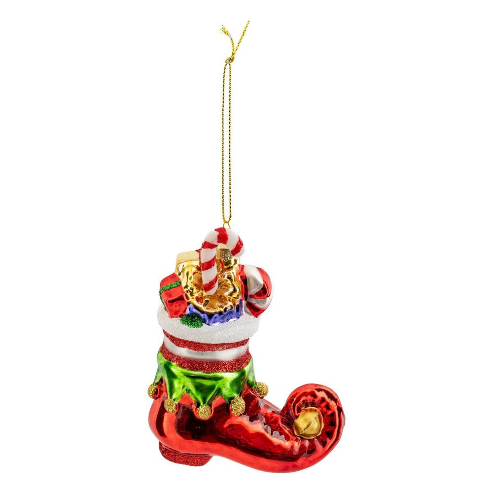 Sujet botte cadeaux verre h.11cm rouge