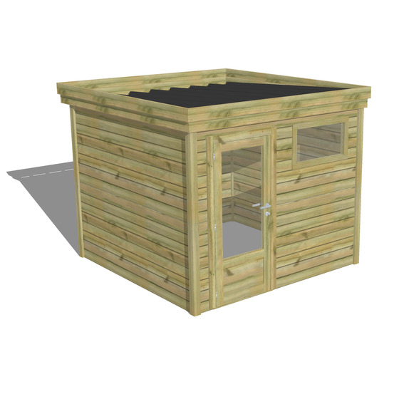 Abri de jardin bois pin traité autoclave 27mm - 2,64x2,64m / 7m2 - bac acier - abri français