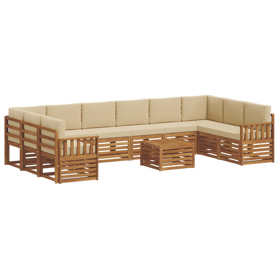 Ensemble de canapé d'angle avec coussin 11 pcs naturel et beige