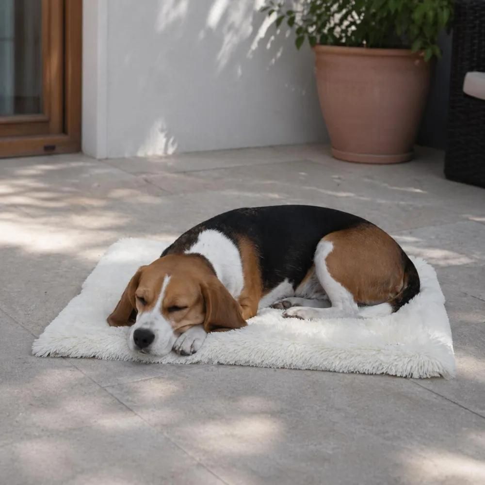 Plaid fourrure crème pour chien - 95x63cm