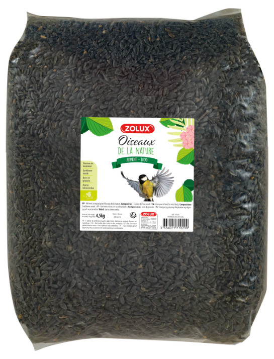 Sac de graines de tournesol pour oiseau de la nature zolux 4,5kg