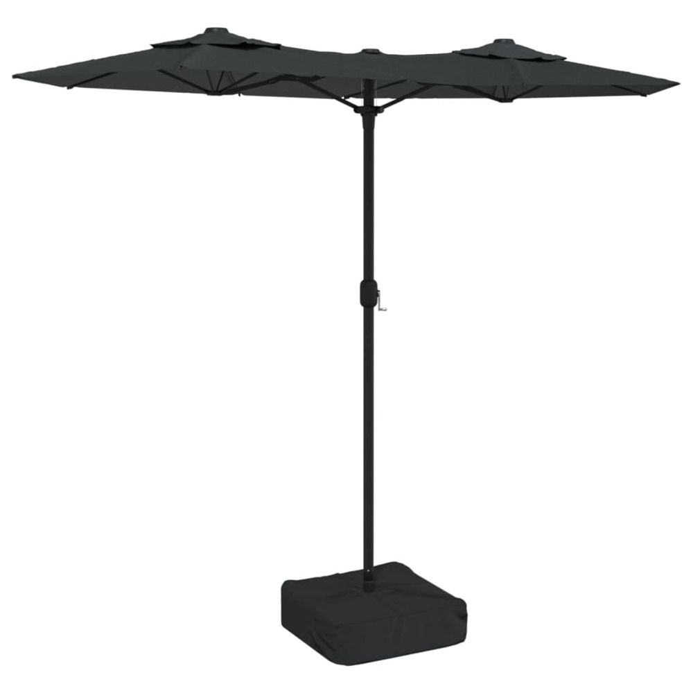 Parasol de jardin à double tête avec led anthracite 316x145 cm