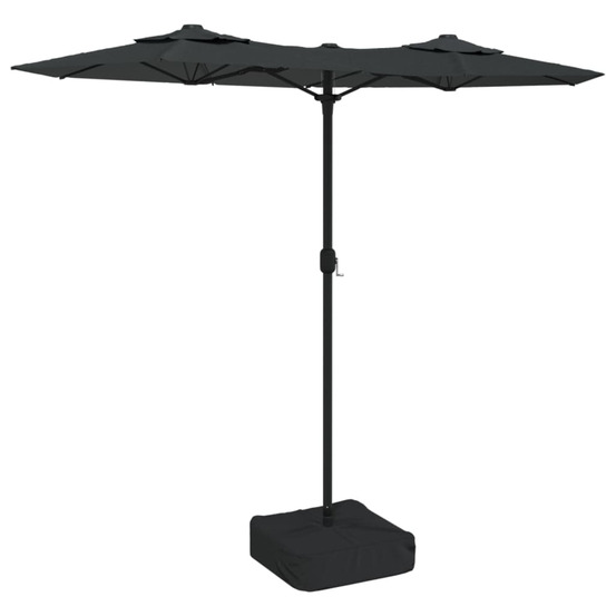 Parasol de jardin à double tête avec led anthracite 316x145 cm