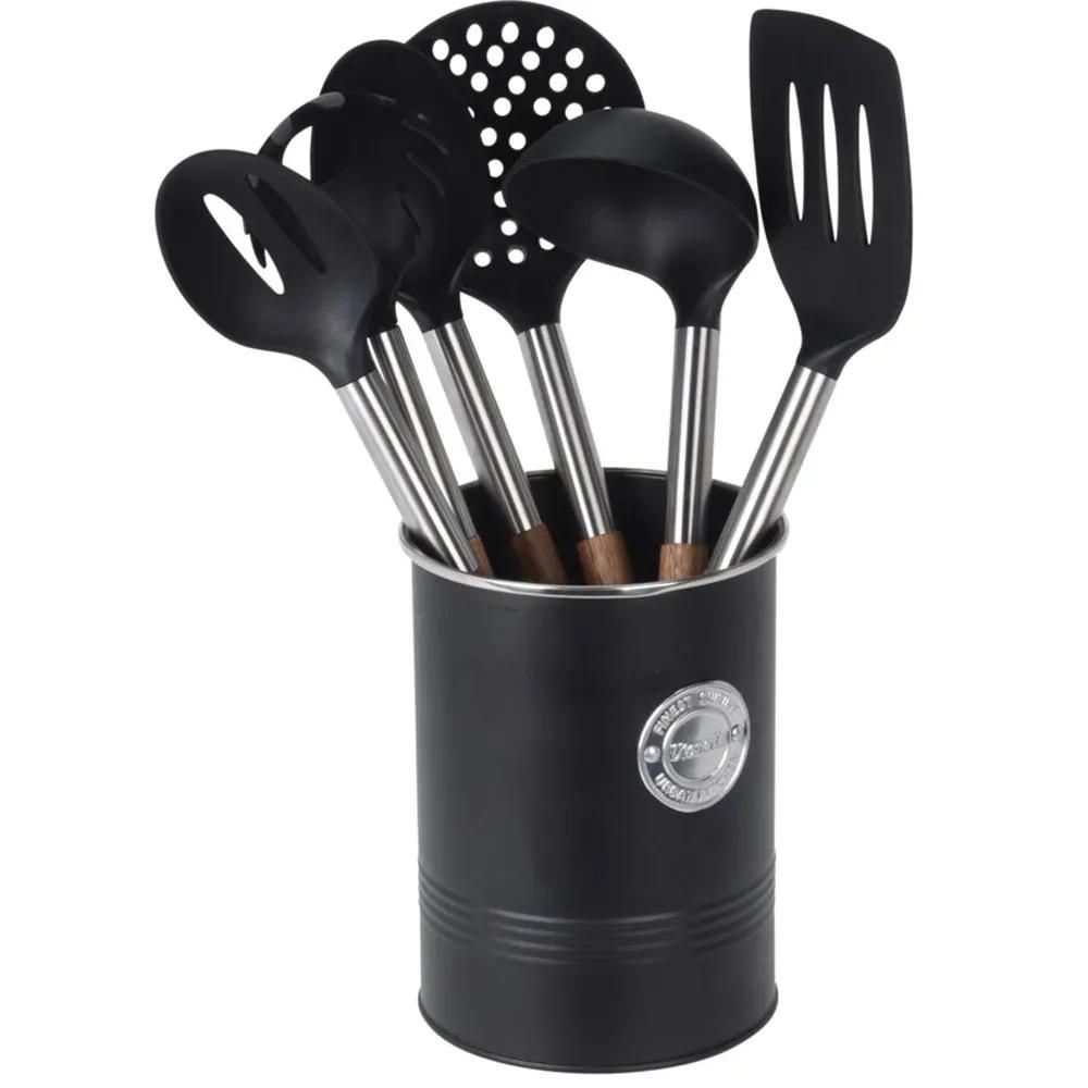 6 ustensiles de cuisine avec support pot
