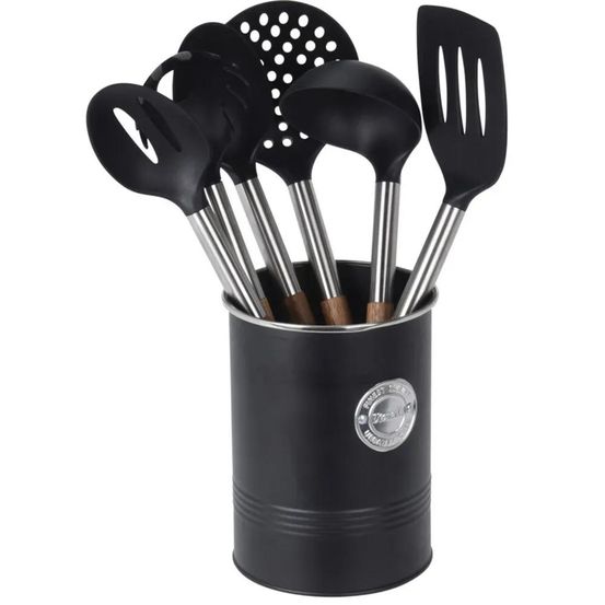 6 ustensiles de cuisine avec support pot