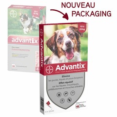 Advantix pipettes anti parasitaire pour chien moyen 10 25kg 6 pipettes