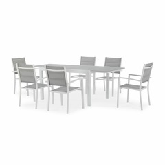 Table de jardin en aluminium blanc 6 personnes