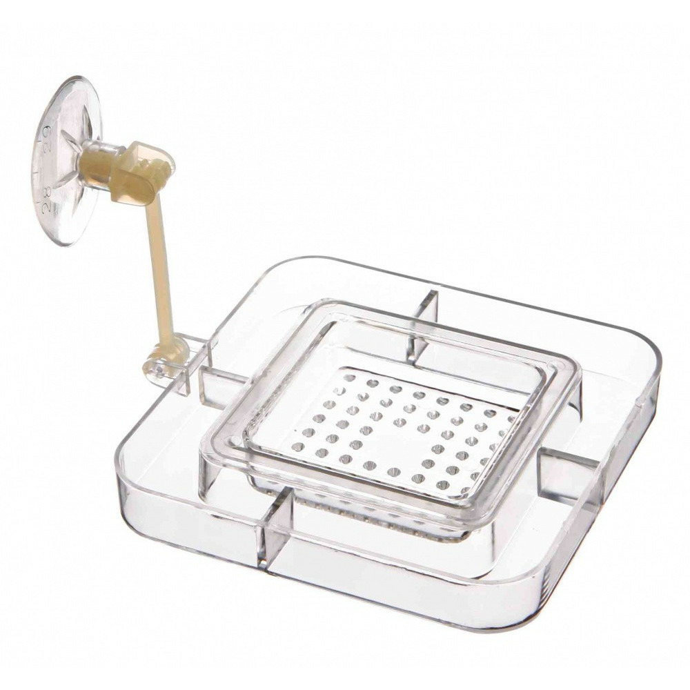 Tablette pour nourriture avec tamis 7 x 7 cm, aquarium.