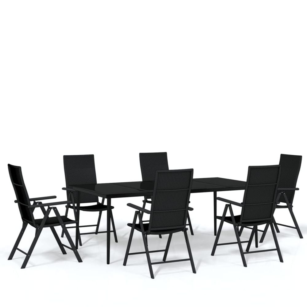 Ensemble à manger de jardin 7 pcs noir