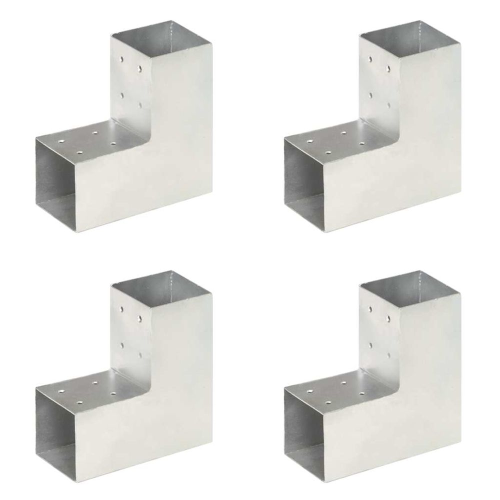 Connecteurs de poteau 4 pcs forme en l métal galvanisé 81x81 mm