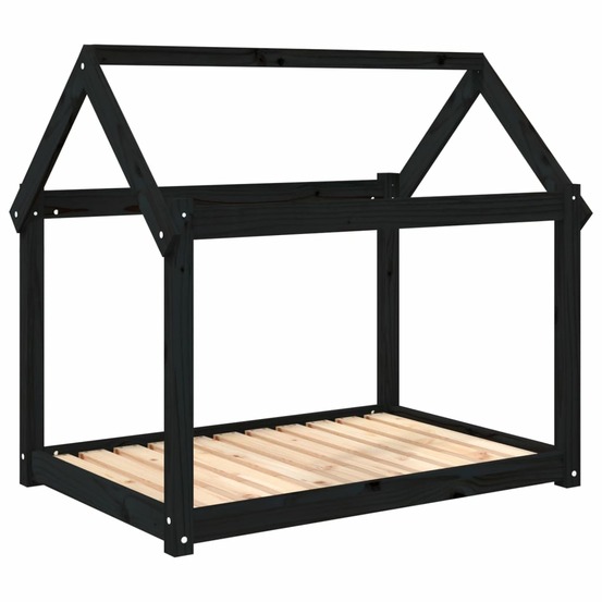 Lit pour chien noir 101x70x90 cm bois de pin solide
