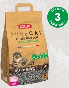 Litière ecologique en papier recycle pure pour chat zolux 5l