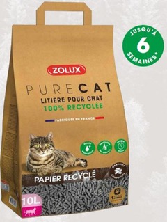 Litière ecologique en papier recycle pure pour chat zolux 10l