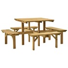 Table de pique-nique 4 côtés 172x172x73 cm bois de pin imprégné