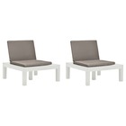 Chaises de salon de jardin et coussins 2 pcs plastique blanc