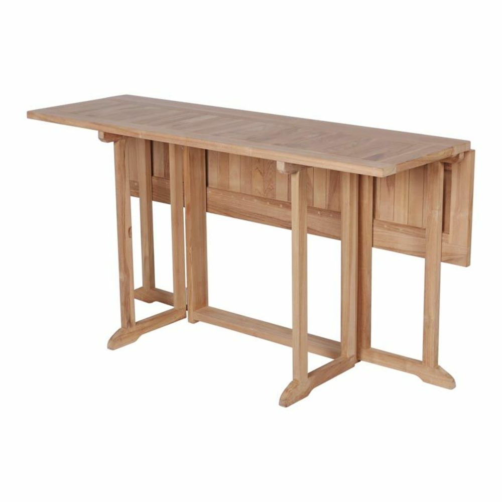 Table de jardin pliante en teck massif de forme rectangulaire 140x80cm
