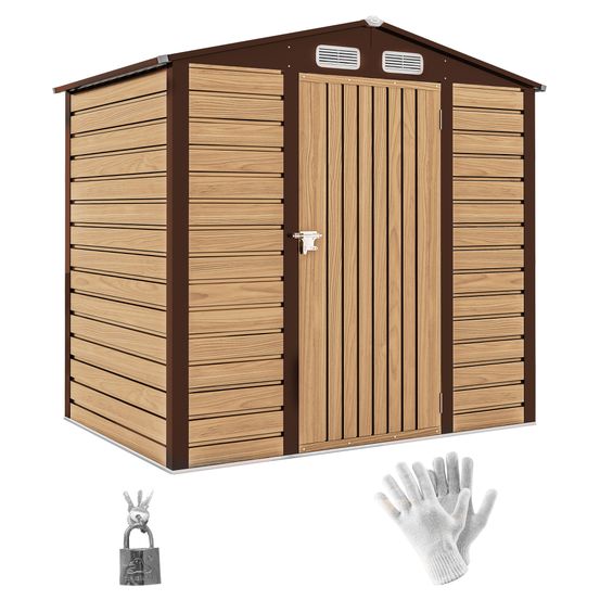 Cabane de jardin acier galvanisé aménagement extérieur protection outils 190x131cm chêne - comfortxl outdoor living