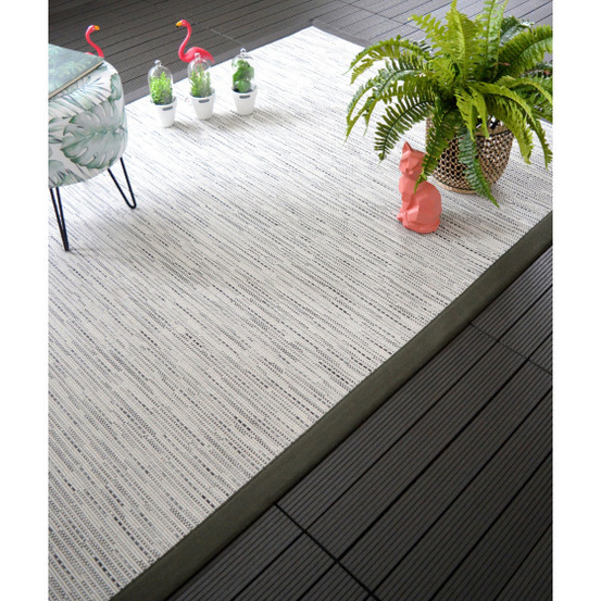 Tapis intérieur / extérieur - bornéo blanc - ganse anthracite - 80 x 150 cm