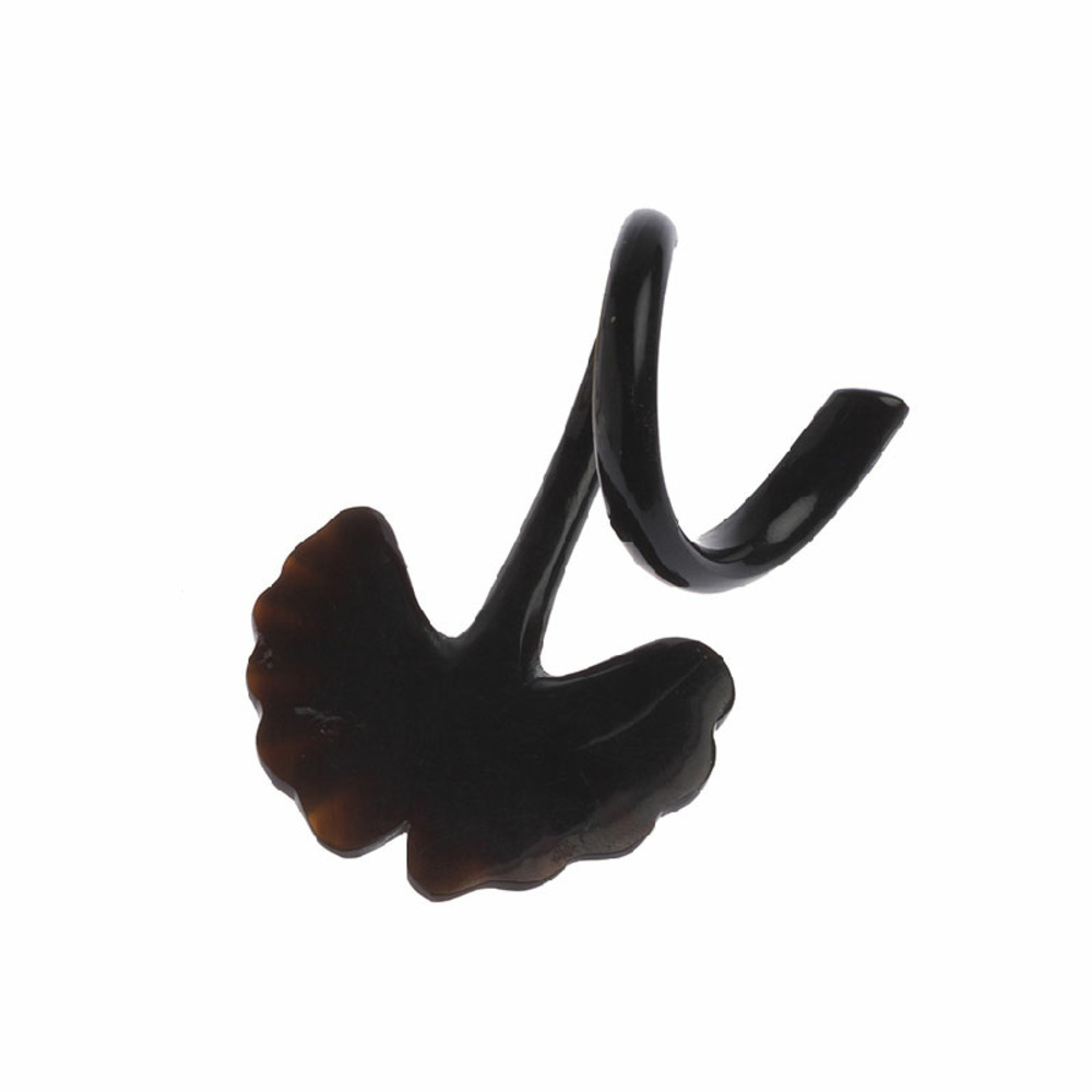 Rond de serviette horn forme palme en corne naturelle - noire