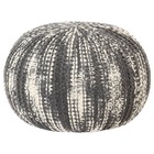 Pouf tricoté à la main gris foncé et blanc 50 x 35 cm laine