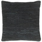 Coussin chindi noir 60x60 cm cuir et coton