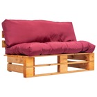 Canapé de jardin palette avec coussins rouge pinède
