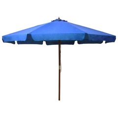 Parasol avec mÃ¢t en bois 330 cm Bleu