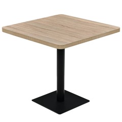Table de bistro mdf et acier carré 80x80x75 cm couleur de chêne