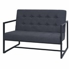 Sofa à 2 places avec accoudoirs acier et tissu gris foncé