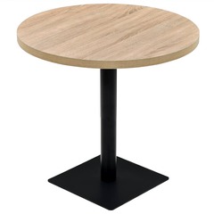 Table de bistro mdf et acier rond 80 x 75 cm couleur de chêne