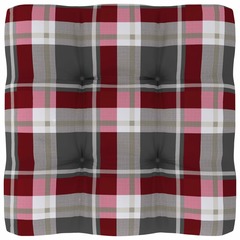 Coussin de canapé palette motif à carreaux rouge 60x60x10 cm