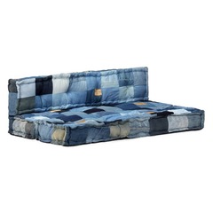 Coussins de canapé palette 2 pcs bleu patchwork en denim